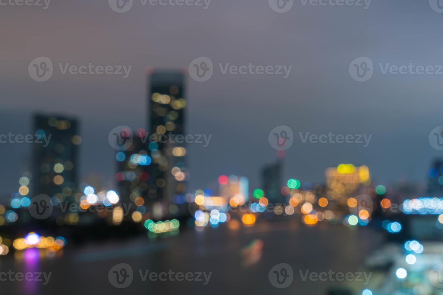 Abstract blur Bangkok city in Thailand at night photo