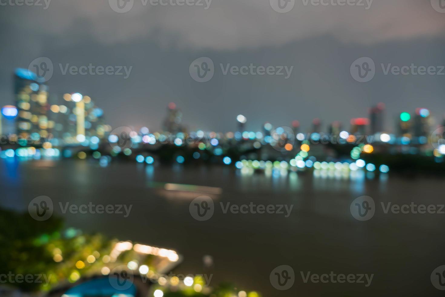 Abstract blur Bangkok city in Thailand at night photo