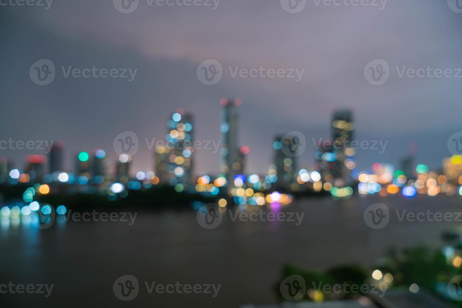 Abstract blur Bangkok city in Thailand at night photo