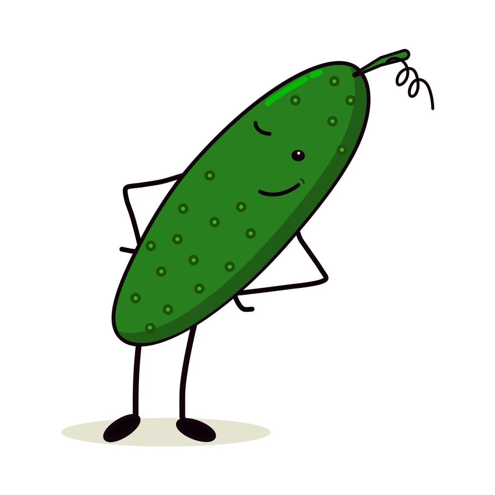 Green cucumber with a laughing face vector