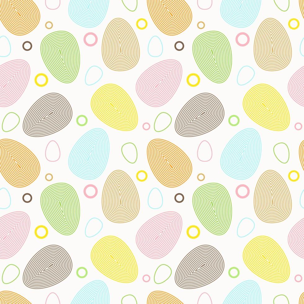 Patrón sin fisuras con huevos de Pascua multicolores sobre un fondo blanco. vector
