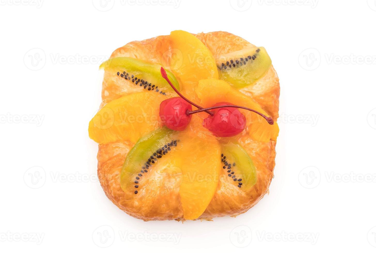 Danish mixed fruit with jam on white background photo