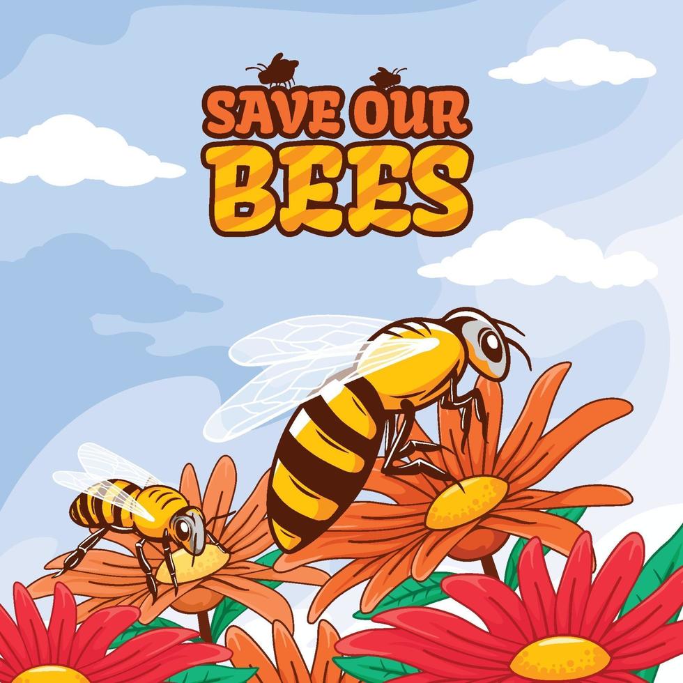 salva nuestro concepto de abejas vector