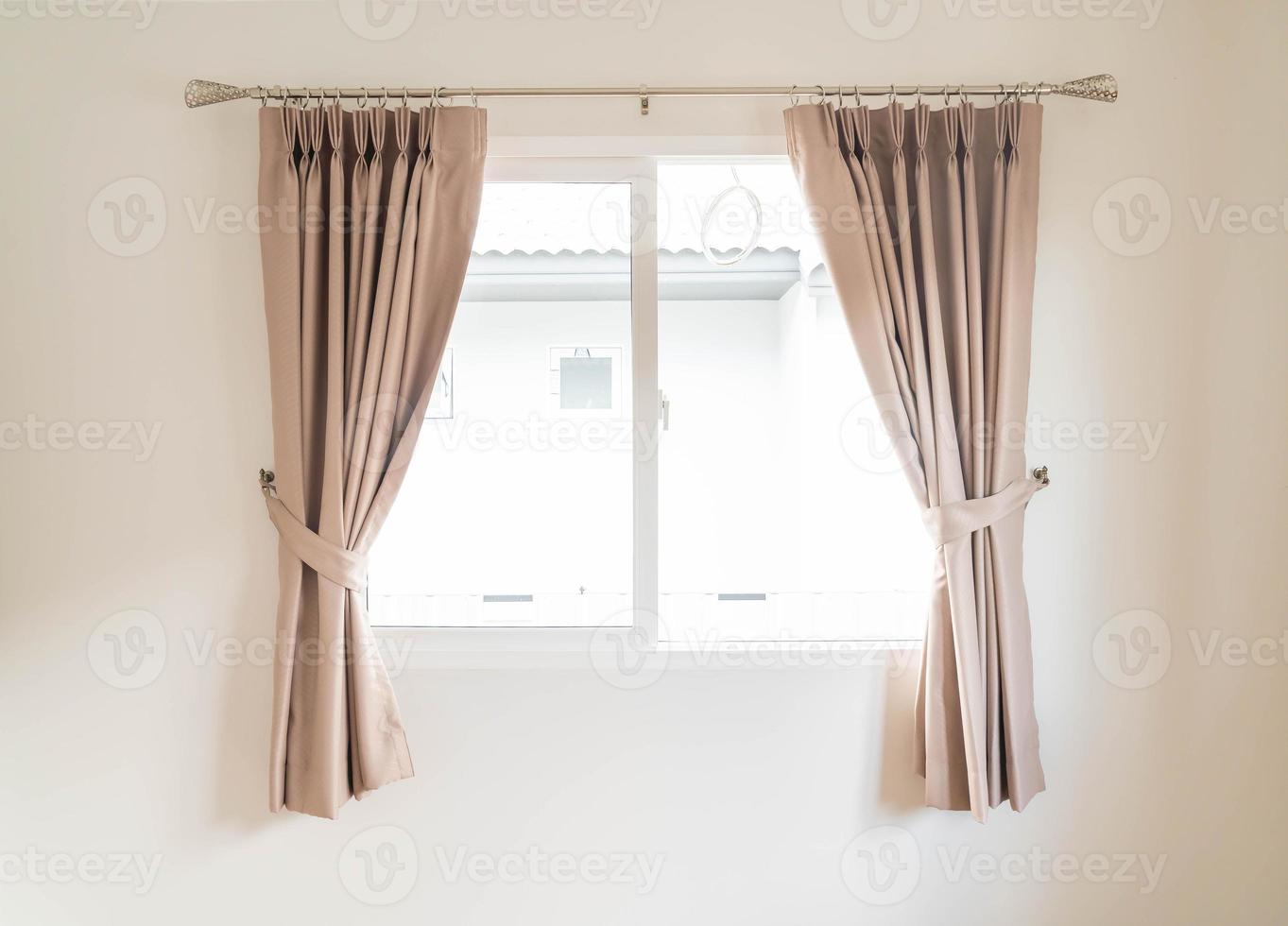 Empty curtain interior decoration on wall in living room photo