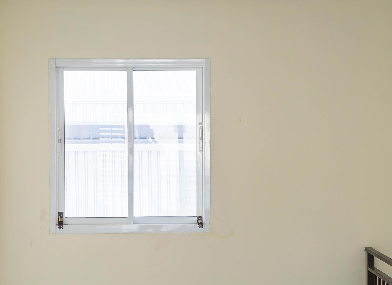 Empty glass window in living room interior background photo