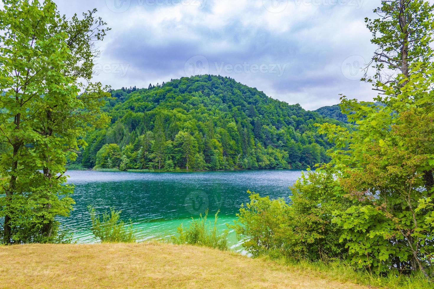 Parque nacional de los lagos de plitvice paisaje agua turquesa en croacia. foto