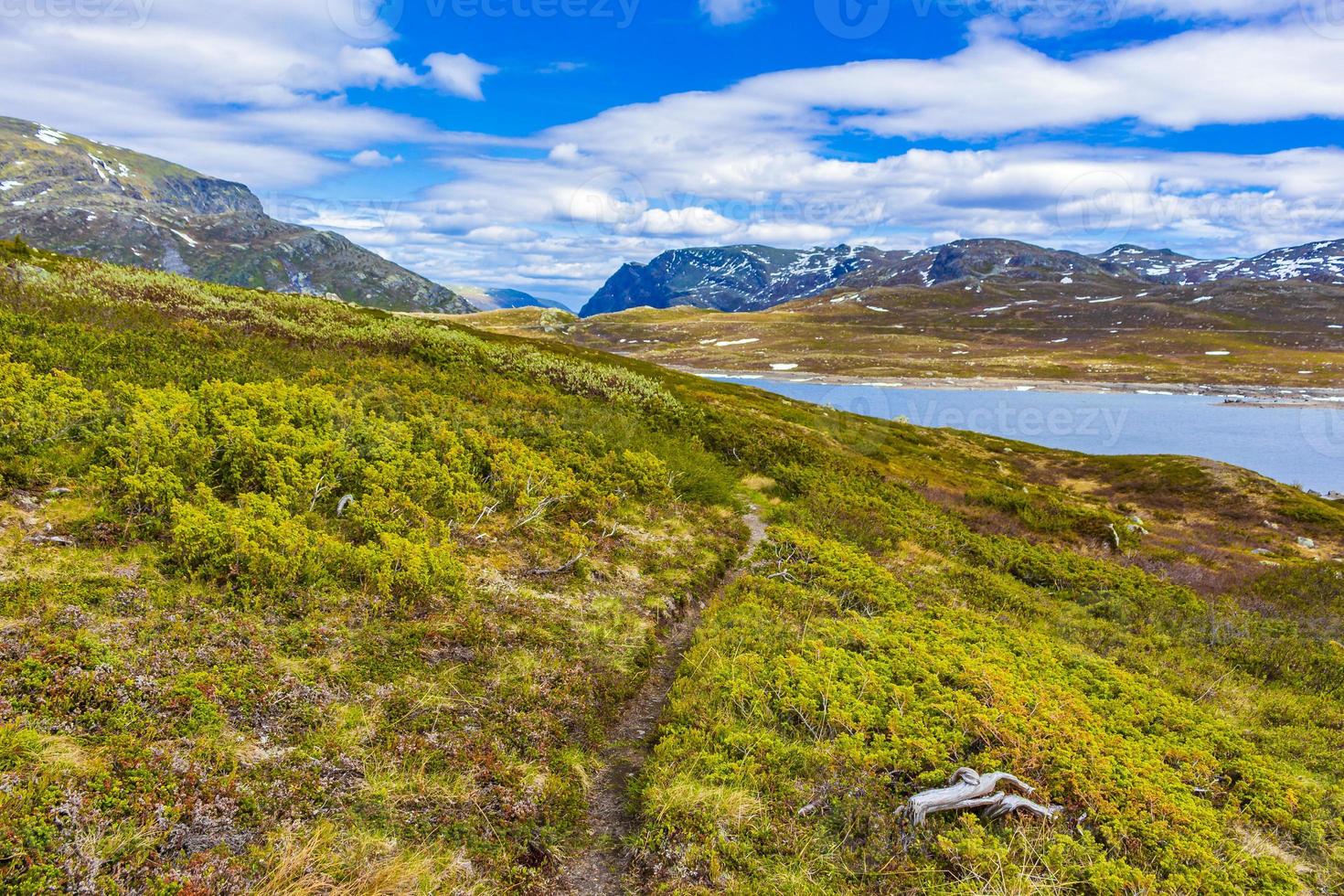 vavatn lago panorama paisaje cantos rodados montañas hemsedal noruega. foto