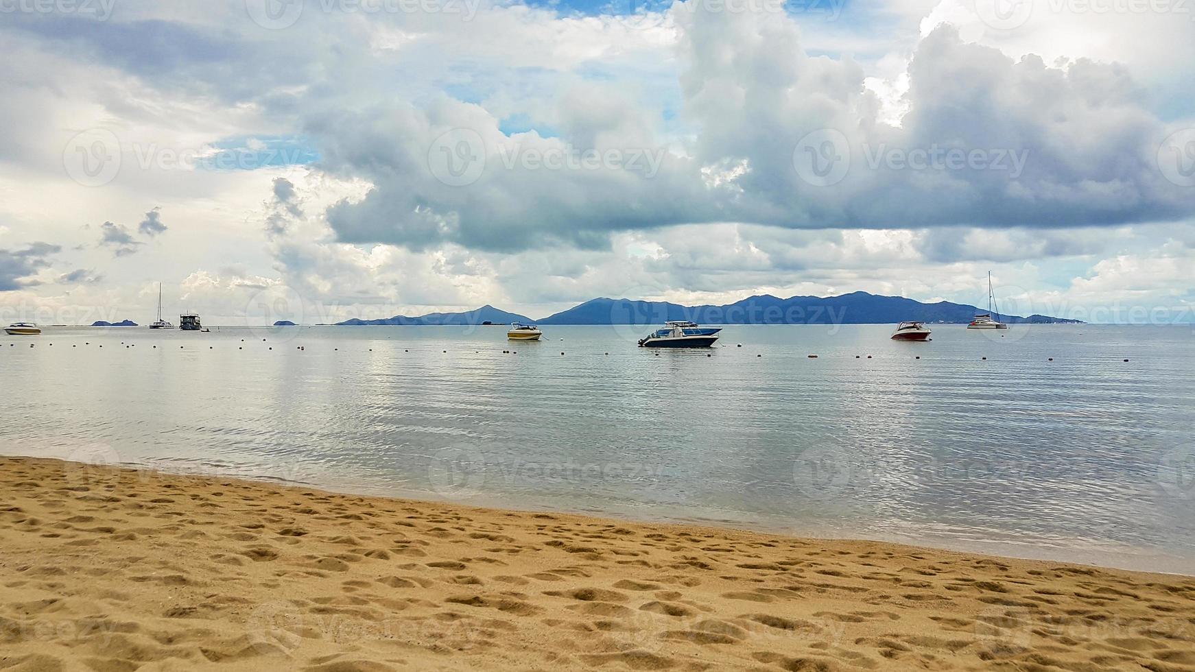 Bo Phut Beach with boats on Koh Samui in Thailand. photo