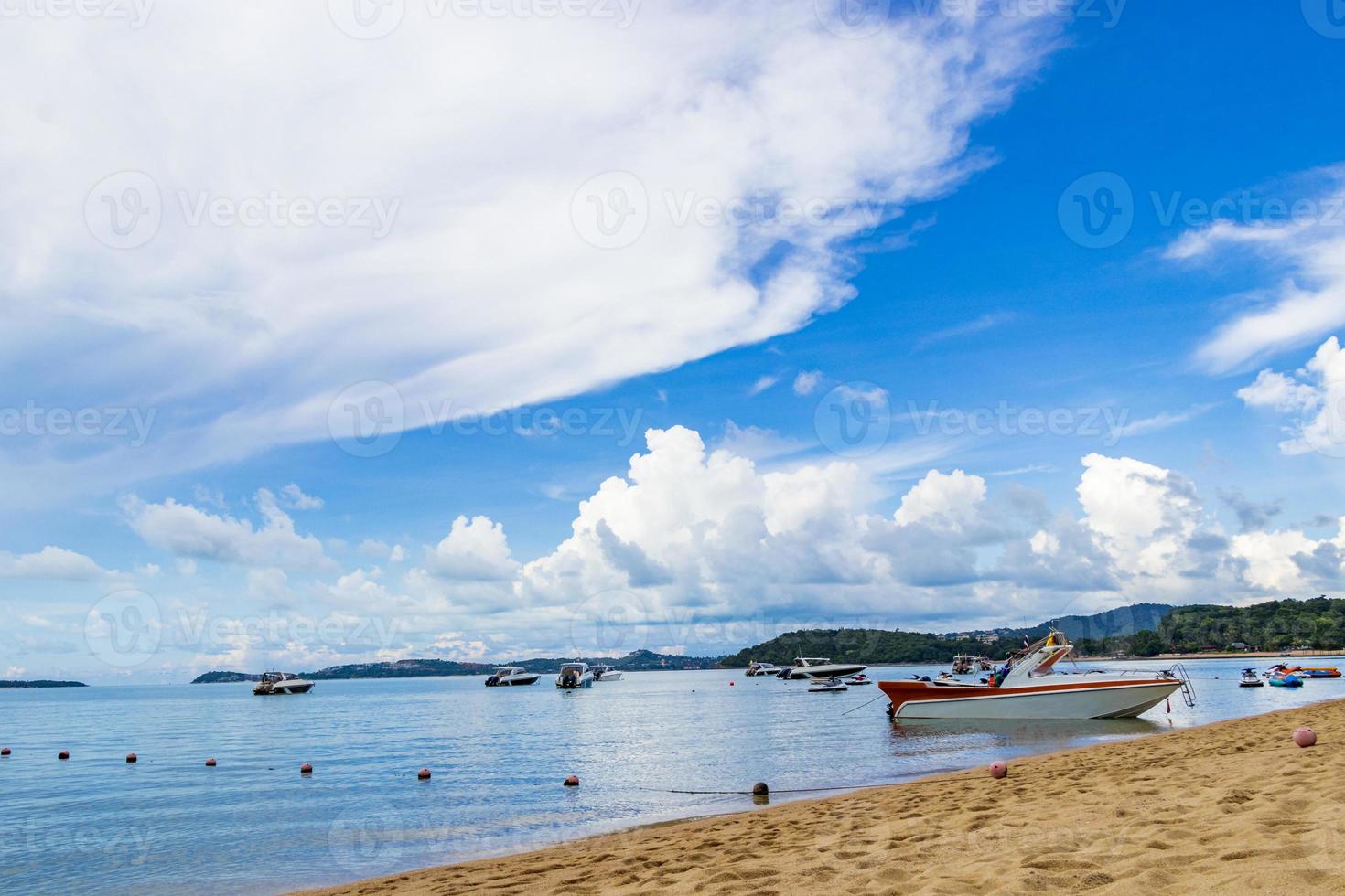 Bo Phut Beach with boats on Koh Samui island Thailand. photo