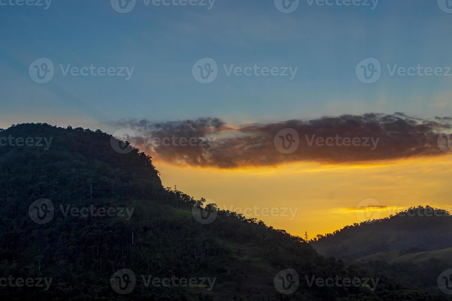 Beautiful colorful sunrise over the mountains Angra dos Reis Brazil. photo