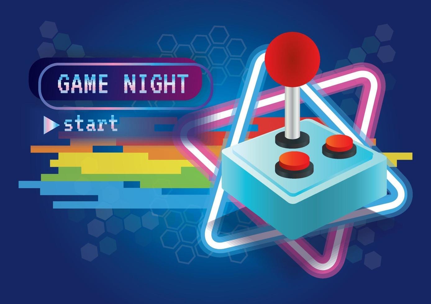 old joystick and text game night background vector