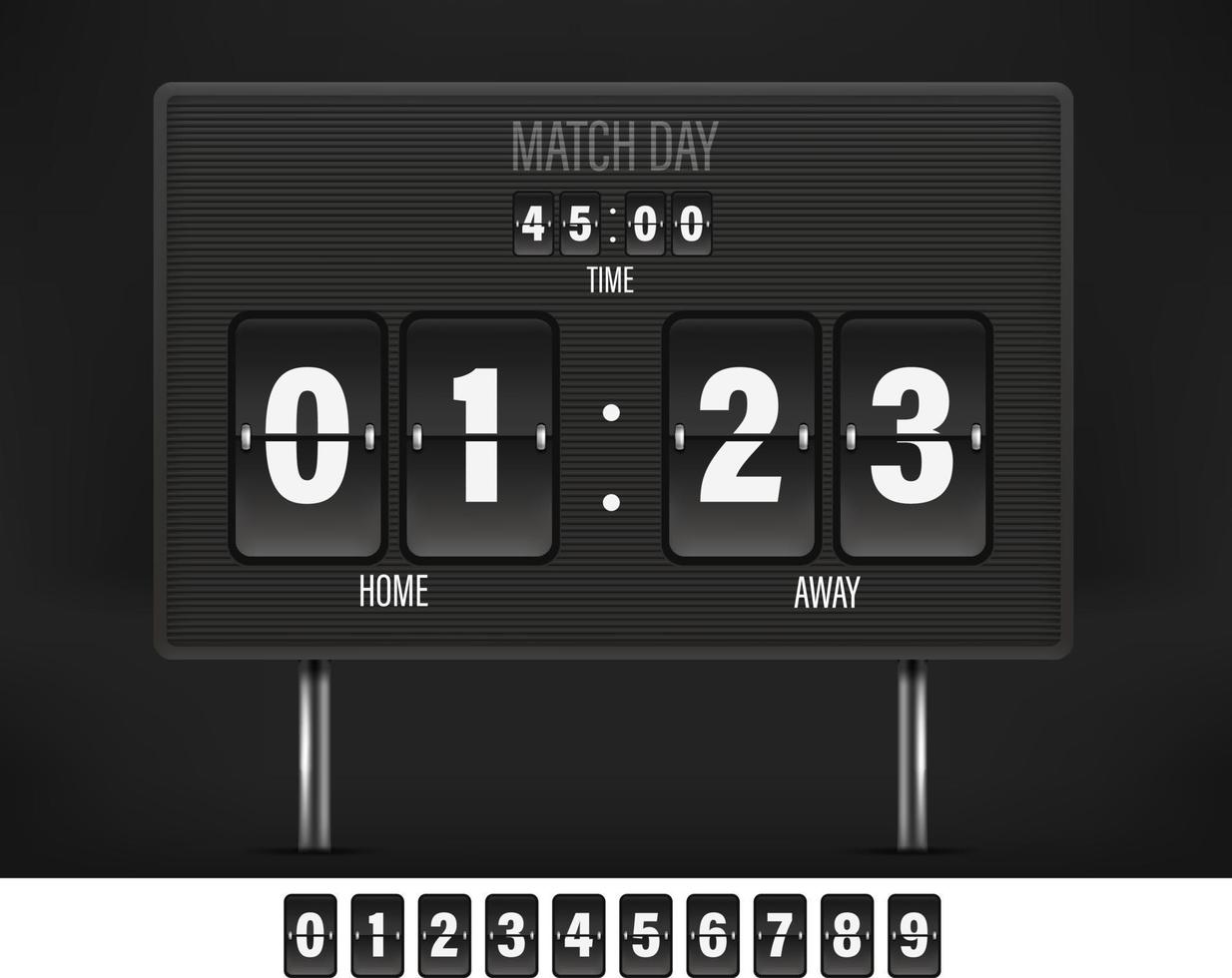 Vintage style flipping scoreboard. Score of the game vector