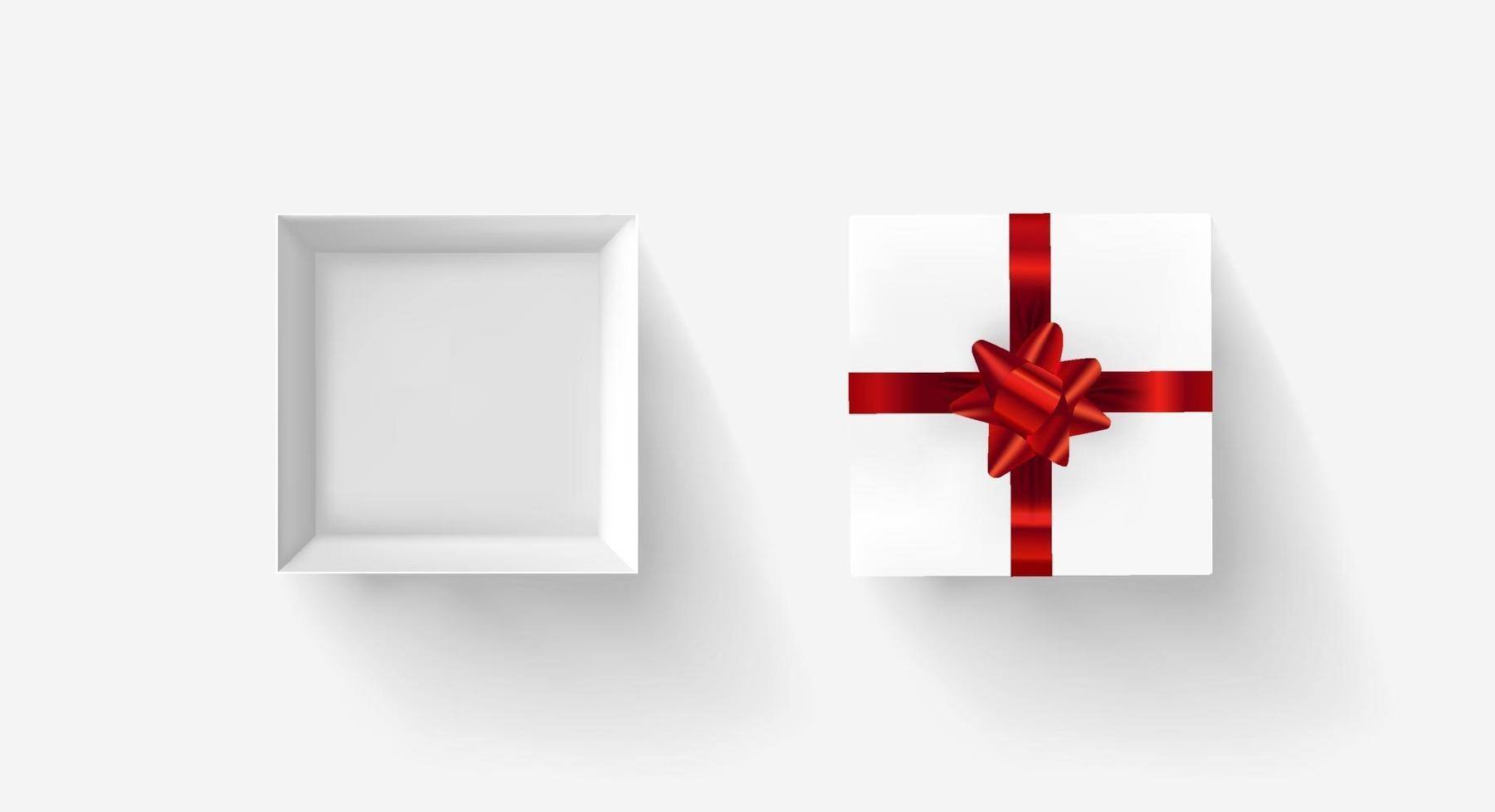 White gift box opened and closed isolated on white vector