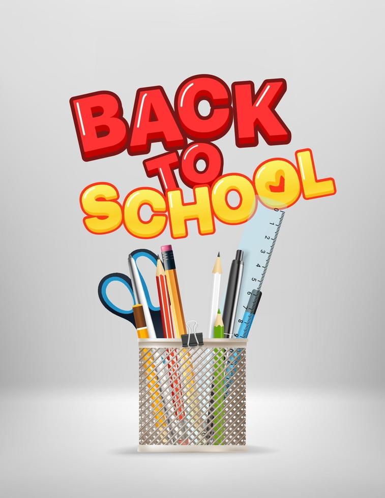 Back to school concept. School stationery vector