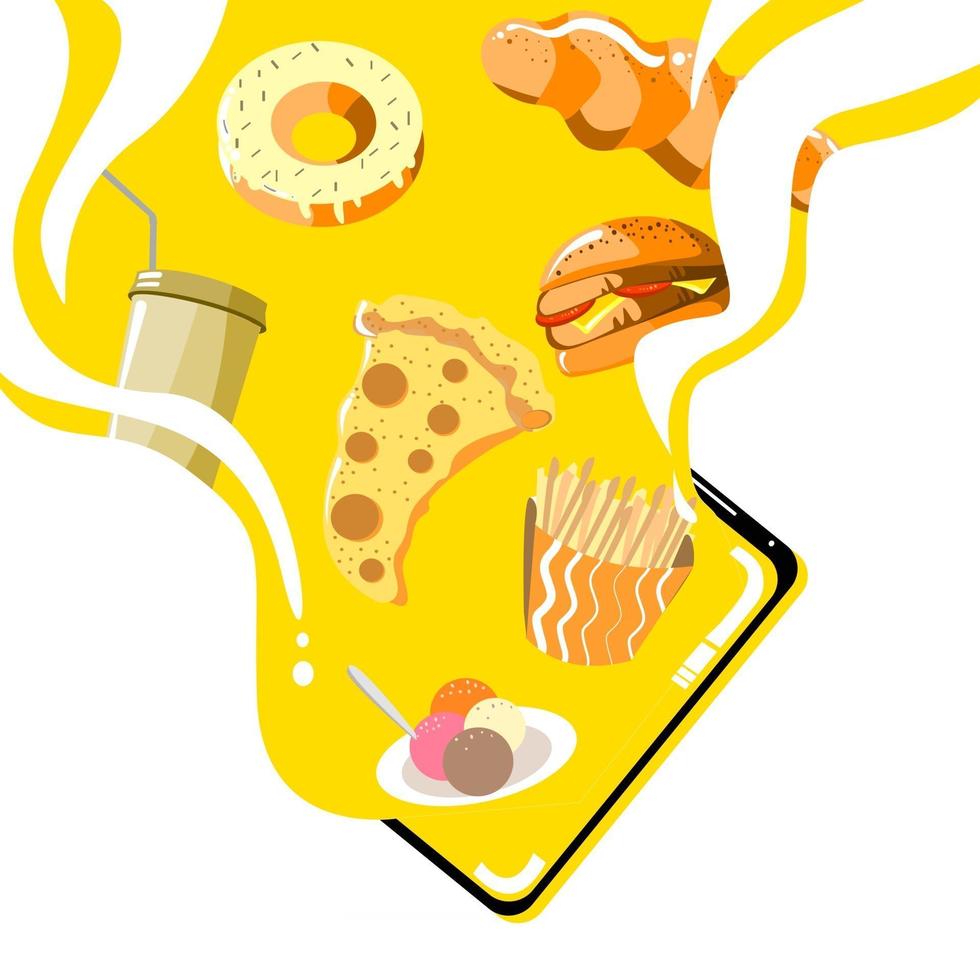 illustratration of order food online vector