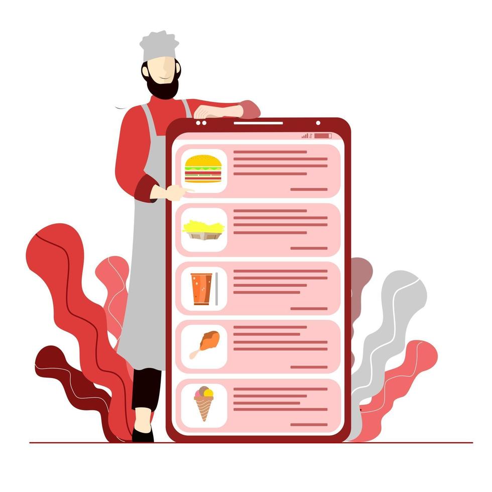 ilustracion de pedir comida online vector