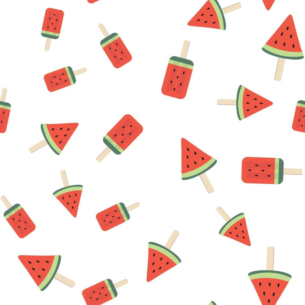 Watermelon ice cream seamless pattern background. vector