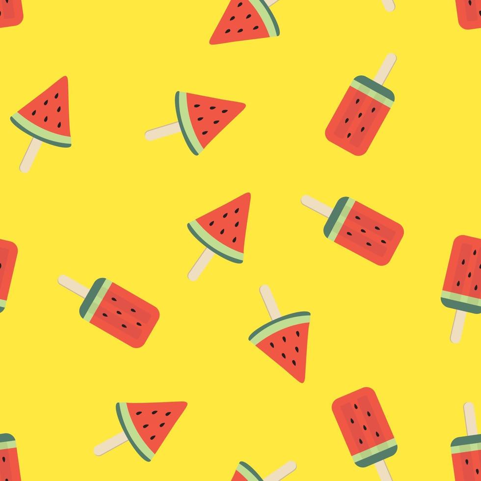 Watermelon ice cream seamless pattern background. vector