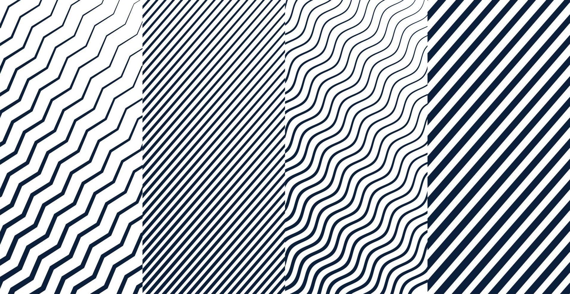 Geometric lines zigzag wavy pattern set of four Free Vector