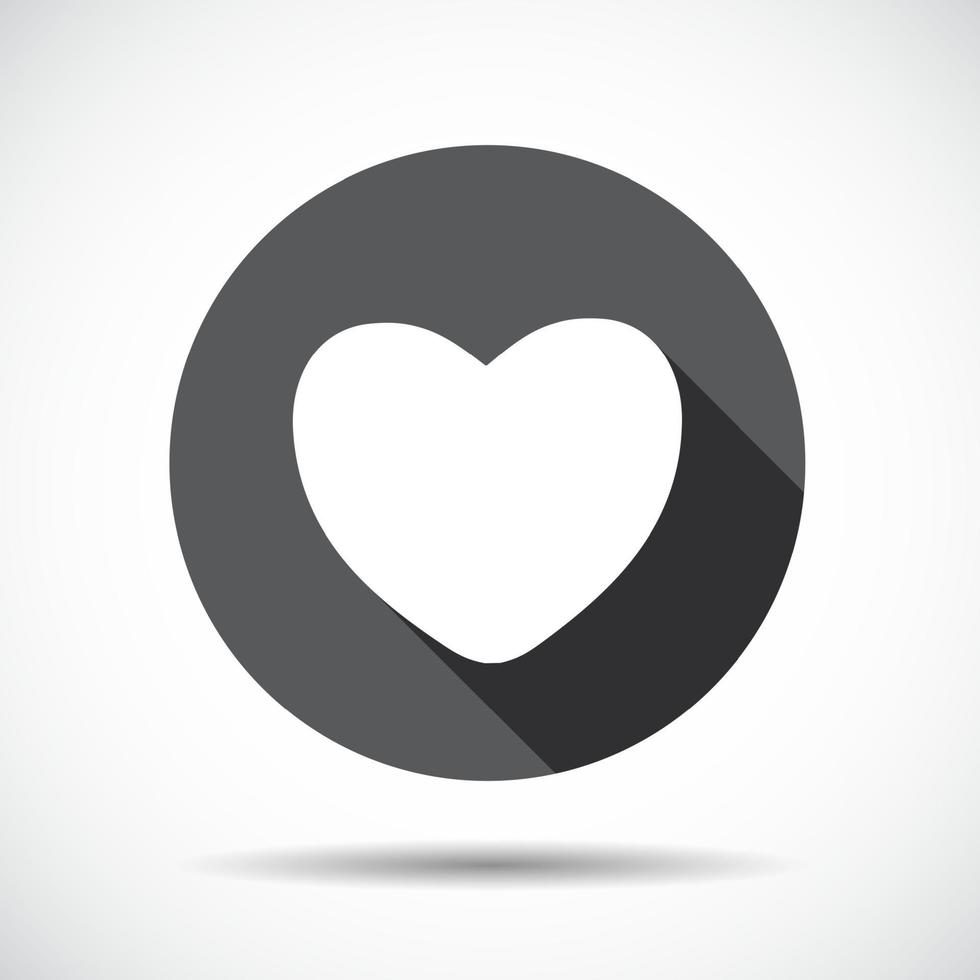 Heart  Flat Icon with long Shadow. Vector Illustration.
