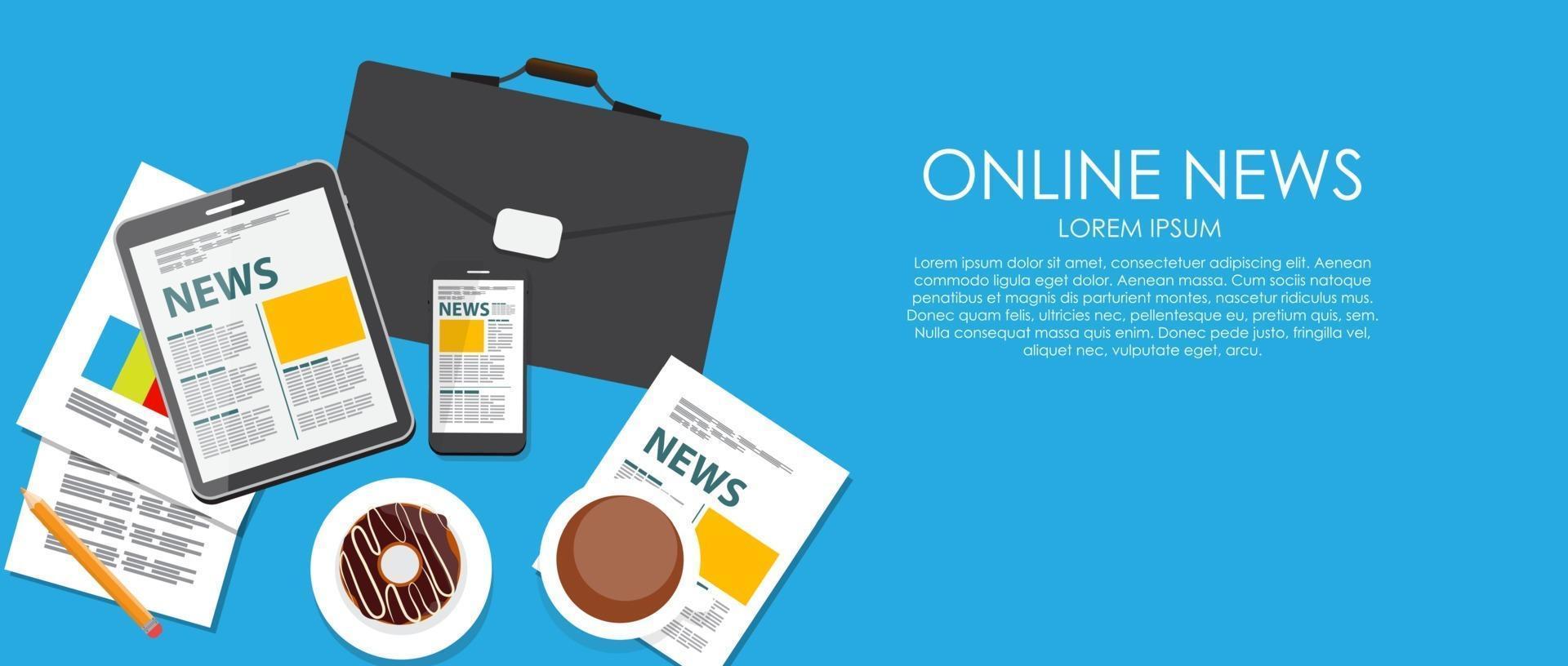 Online News Vector illustration. Flat computing background.