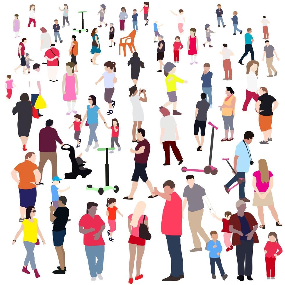 Set of People. Children, Adults, Seniors. Vector Illustration.