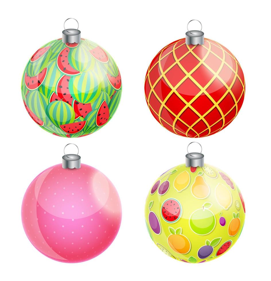 Conjunto de bolas de Navidad y año nuevo ilustración vectorial vector