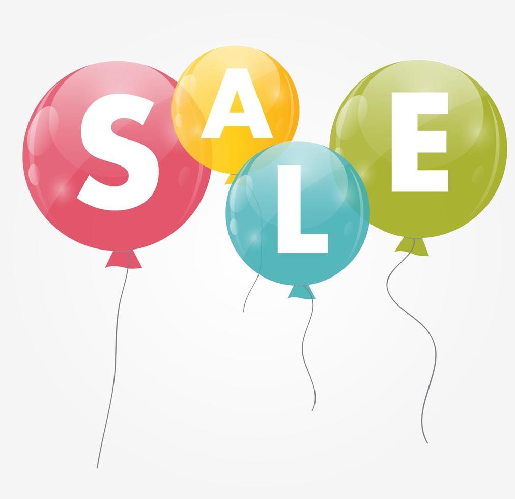 Color Glossy Balloons Sale Concept of Discount. Vector Illustration.