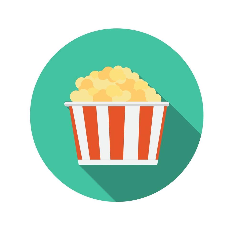 Flat Design Concept Popcorn Icon Vector Illustration With Long Shadow.