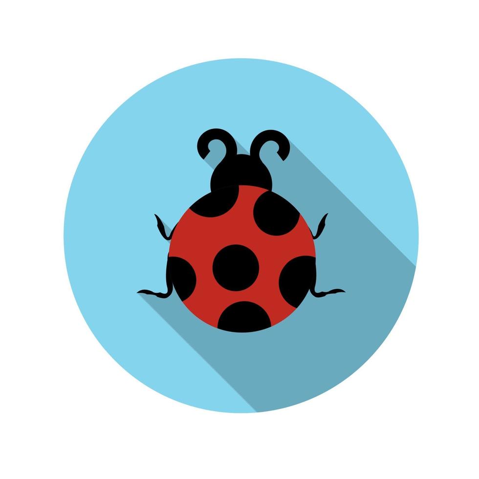 Flat Design Concept Ladybug Vector Illustration With Long Shadow.