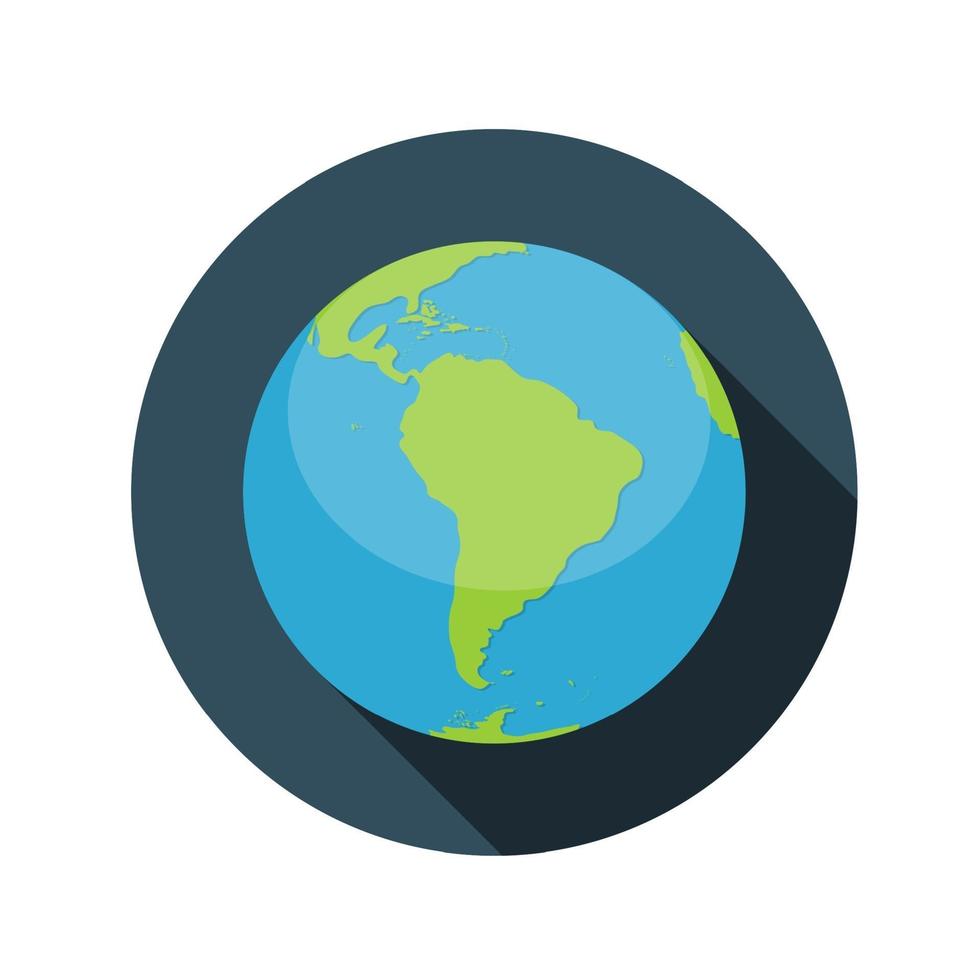 Flat Design Concept Globe Icon Vector Illustration With Long Shadow.