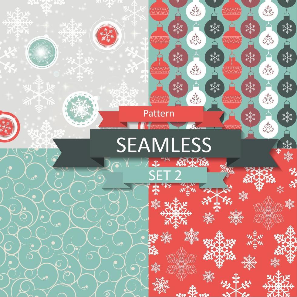 Abstract Beauty Christmas and New Year Seamlss Pattern Set vector
