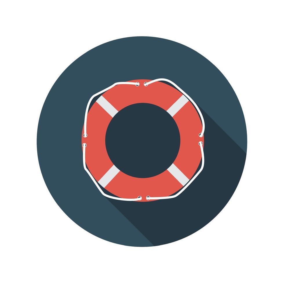Flat Design Concept Lifebuoy Vector Illustration With Long Shadow.