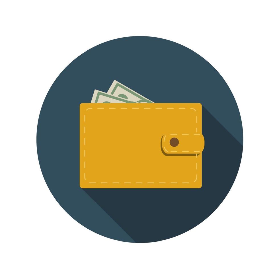 Flat Design Concept Wallet Vector Illustration With Long Shadow.