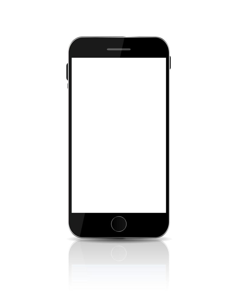 New Realistic mobile phone With White Screen. Vector Illustration.