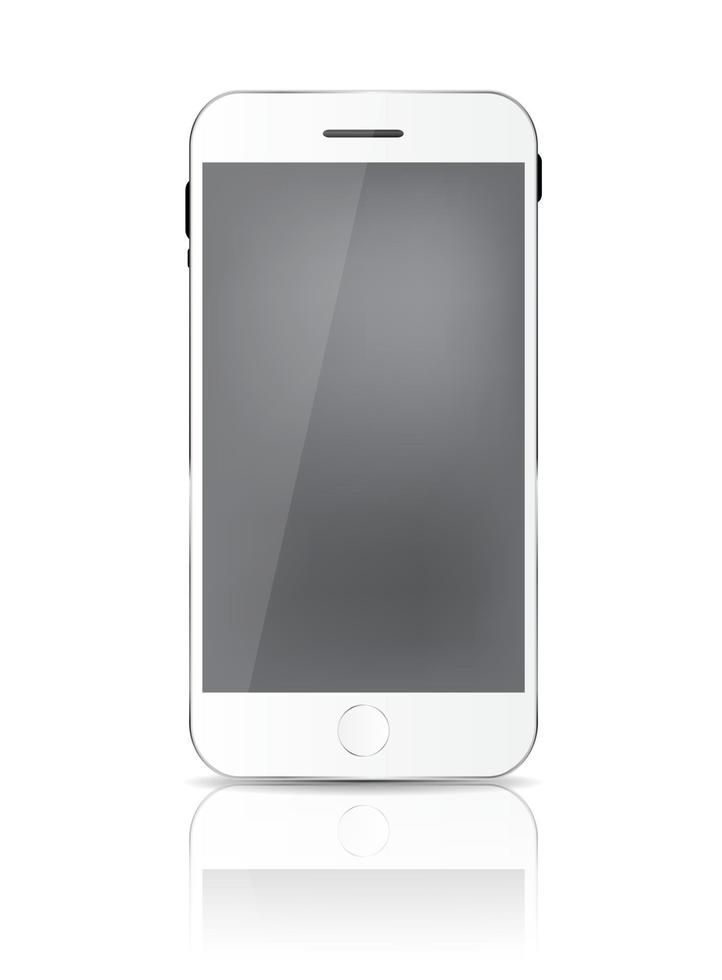 New Realistic Mobile Phone With Gray Screen. Vector Illustration.