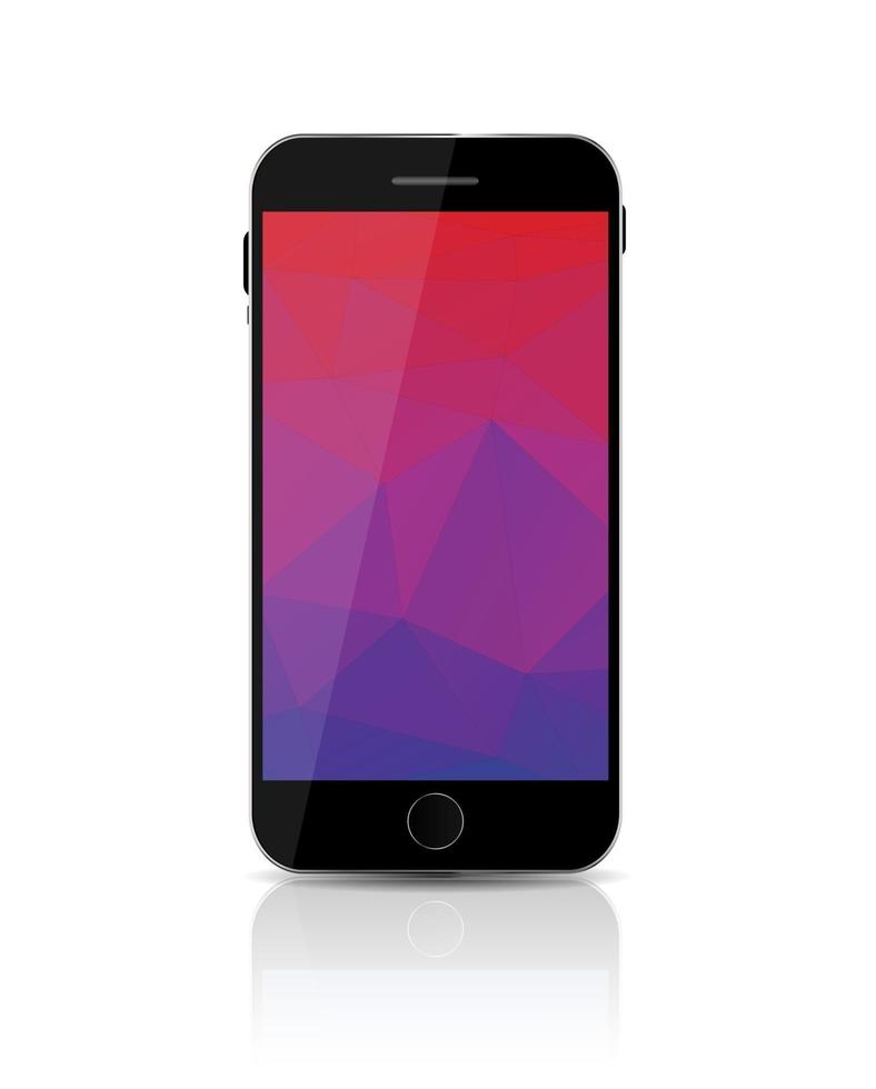 New Realistic Mobile Phone With Colorful Screen. Vector Illustration.