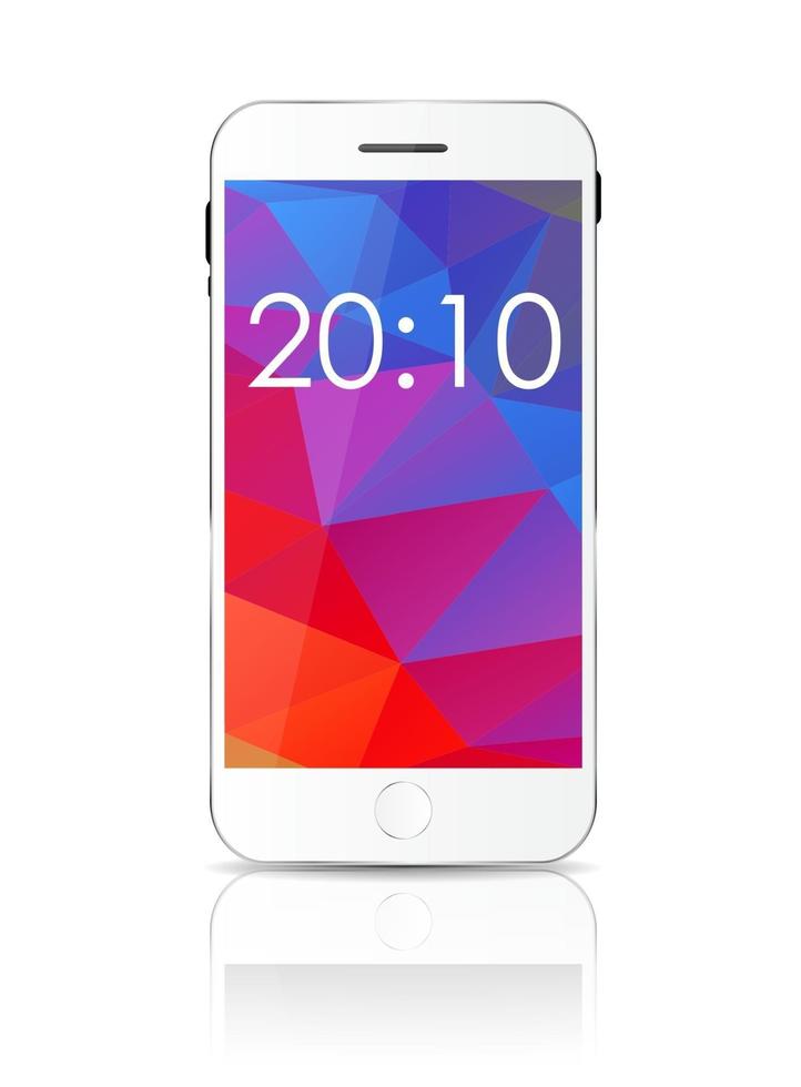 New Realistic Mobile Phone With Colorful Screen. Vector Illustration.