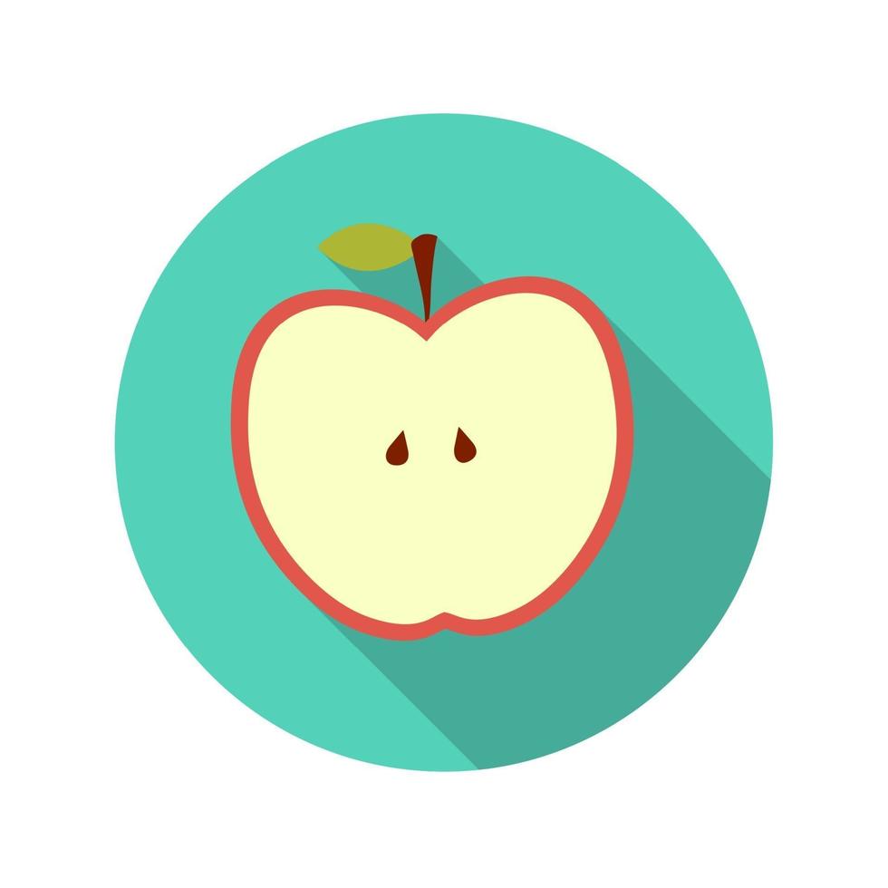 Ilustración de vector de manzana de concepto de diseño plano con sombra.