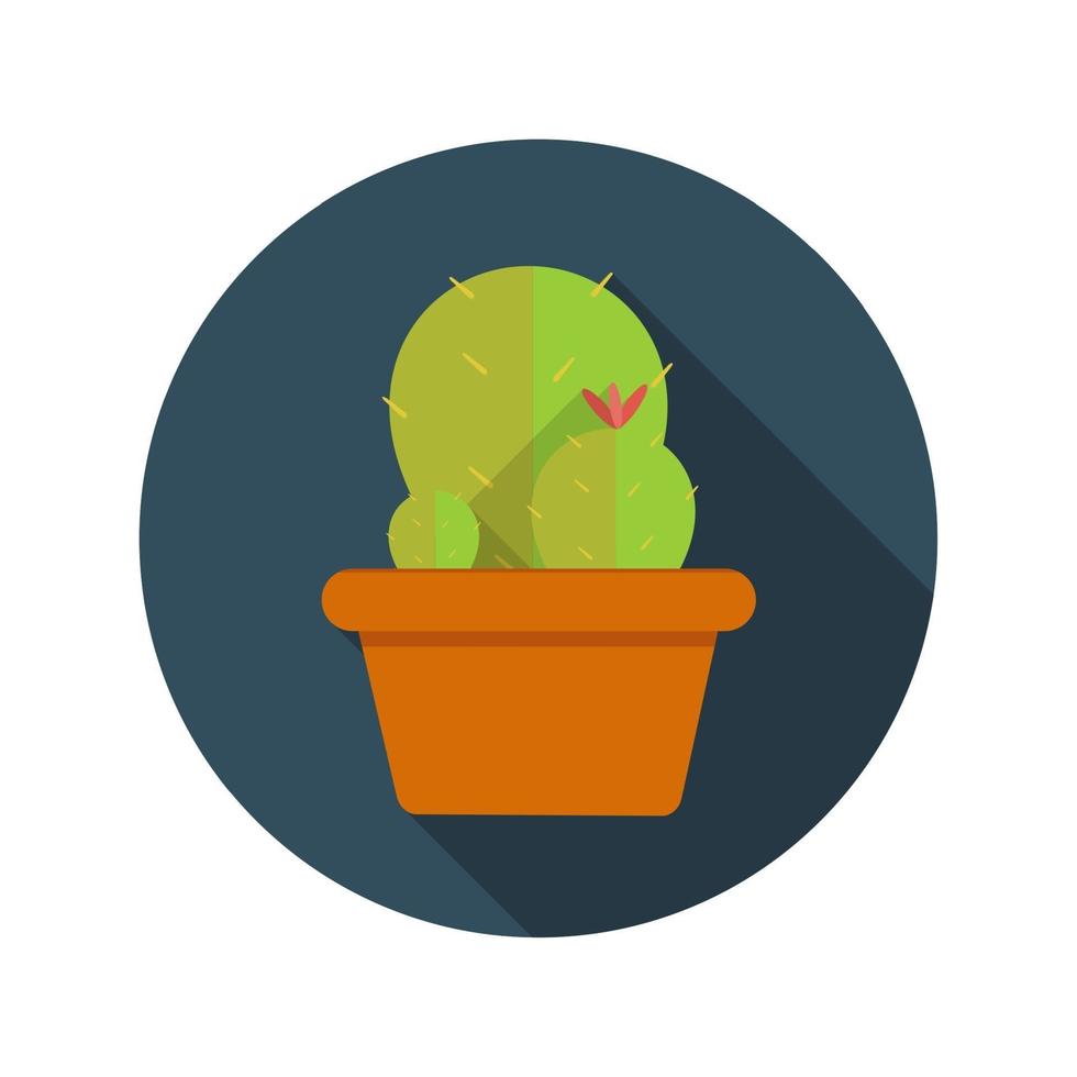 Cactus Flat Design Concept Icon Vector Illustration With Long Shadow.