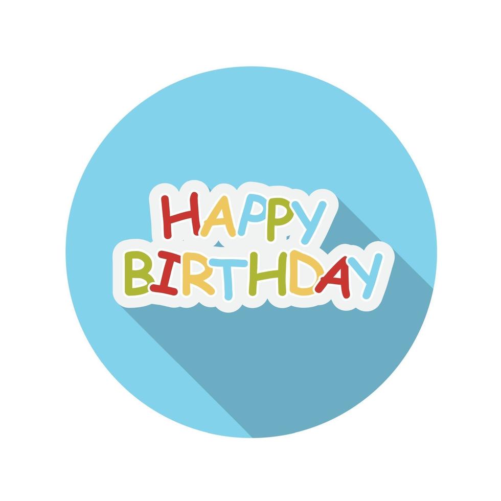 Flat Design Concept Happy Birthday With Long Shadow. vector