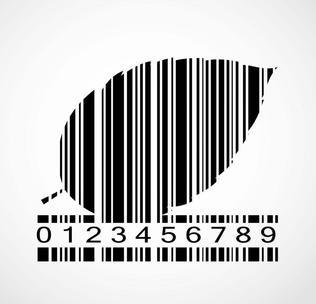 Barcode Autumn Leaf  Image Vector Illustration