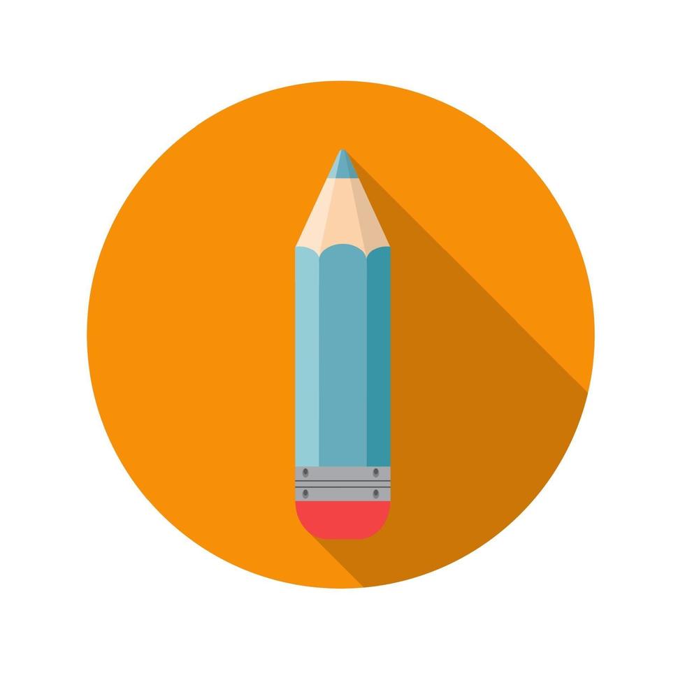 Flat Design Concept Pencil Icon Vector Illustration with Long Shadow.