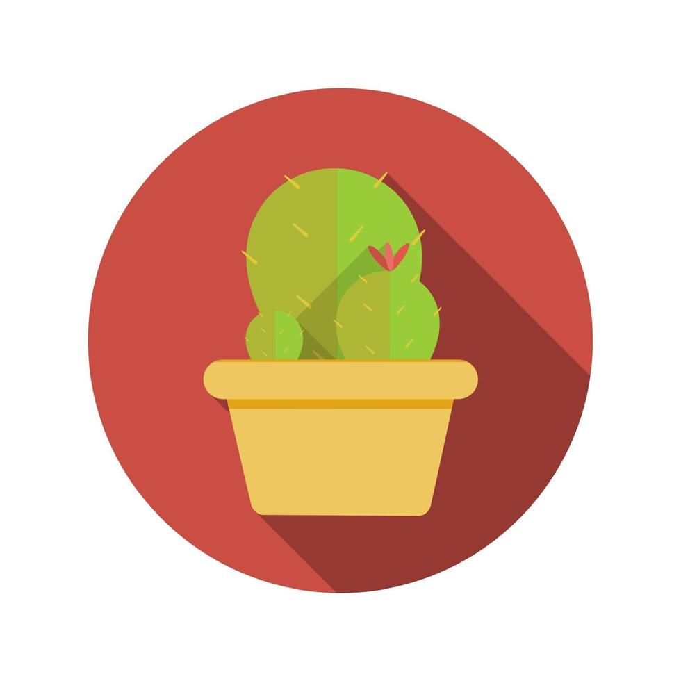 Cactus Flat Design Concept Icon Vector Illustration With Long Shadow.