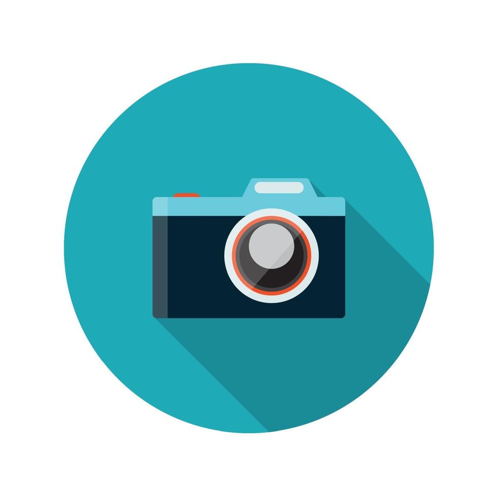 Flat Design Concept Camera Vector Illustration With Long Shadow.