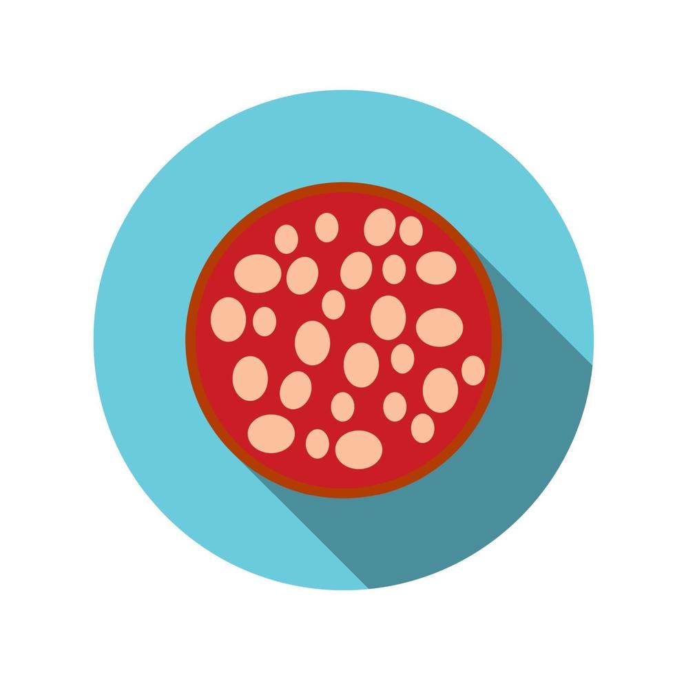 Flat Design Concept Sausage Vector Illustration With Long Shadow.