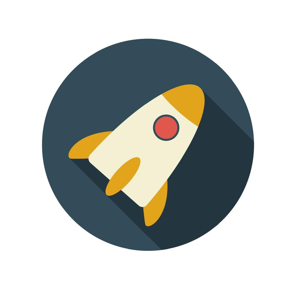 Flat Design Concept Rocket Vector Illustration With Long Shadow.