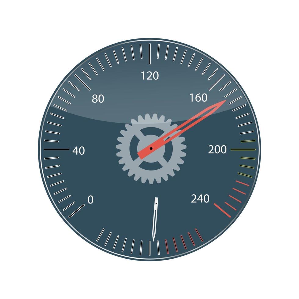 Flat Design Concept Speedometer Vector Illustration With Long Shadow.