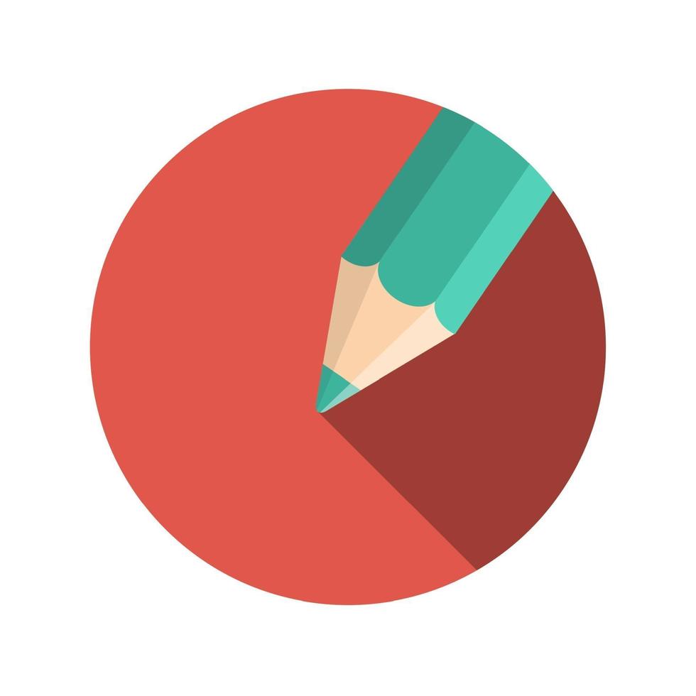 Flat Design Concept Pencil Vector Illustration With Long Shadow.