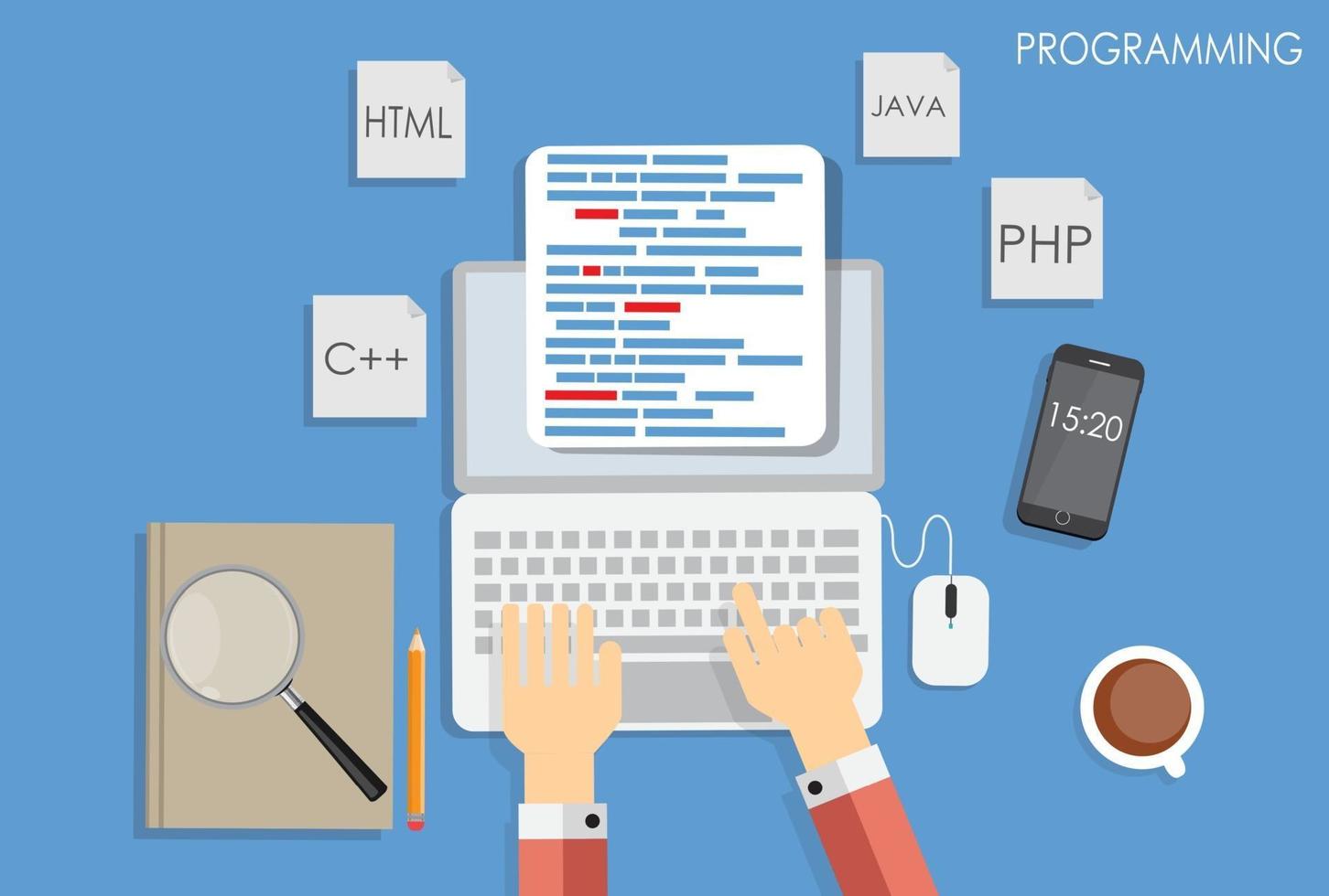 Programming Coding Flat Concept Vector Illustration